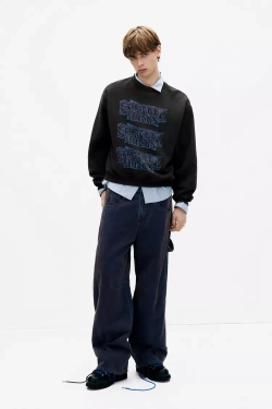 PULL&BEAR Толстовка "Stranger Things", темно-серый