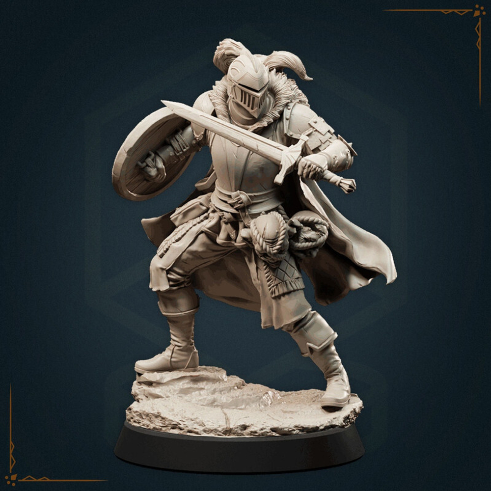 Человек Воин Паладин Варвар Файтер Рыцарь миниатюра для dnd, днд, pathfinder, фентези, Настольная игра, НРИ, Варгейм, РПГ
