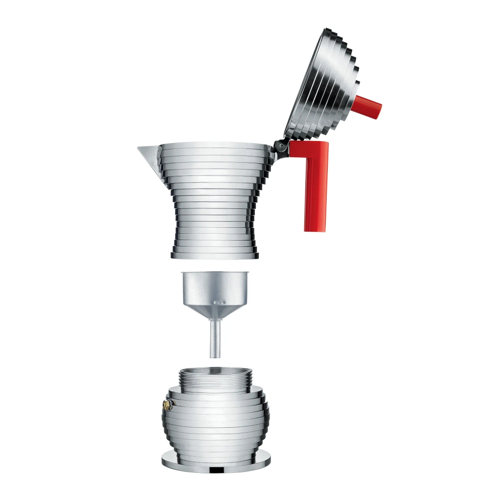Alessi Алюминиевая турка кофеварка Pulcina на 6 чашек. Красный MDL02/6 R