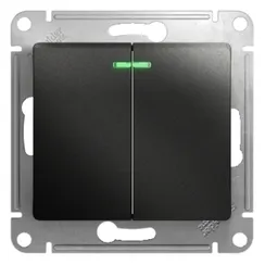 Выключатель двухклавишный с подсветкой Systeme Electric Glossa Антрацит GSL000753