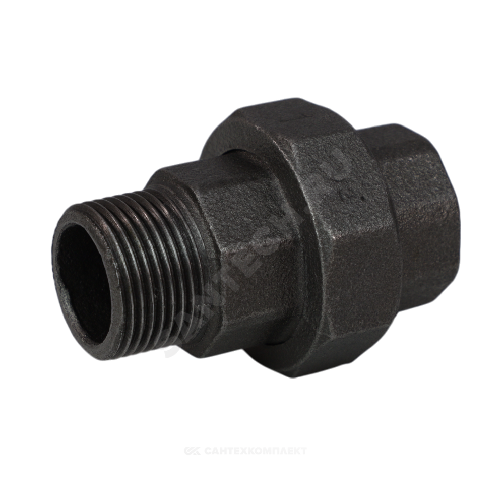 Соединитель прямой американка чугун Ду 15 (1/2") ВР/НР конусный Fittex PLUS