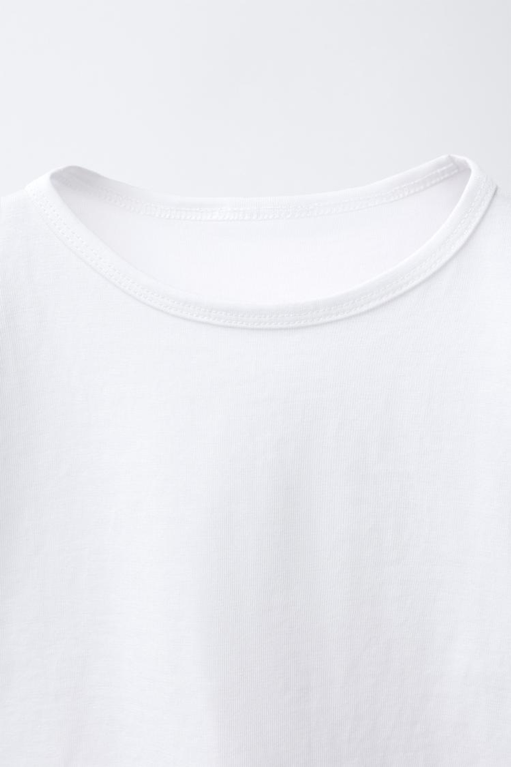 ZARA ОДНОТОННАЯ ФУТБОЛКА, БЕЛЫЙ