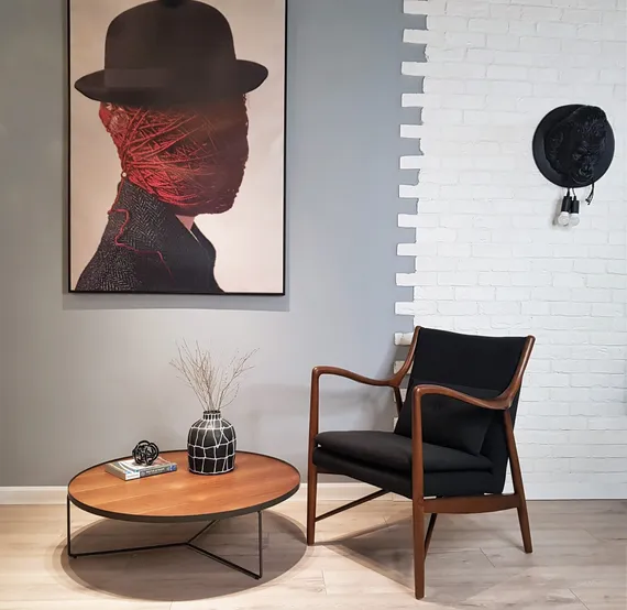 Кресло Finn Juhl Model 45, орех, черная рогожка