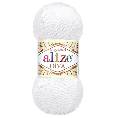 Пряжа Alize (Ализе) Diva / уп.5 мот. по 100 г, 350м, 055 белый A