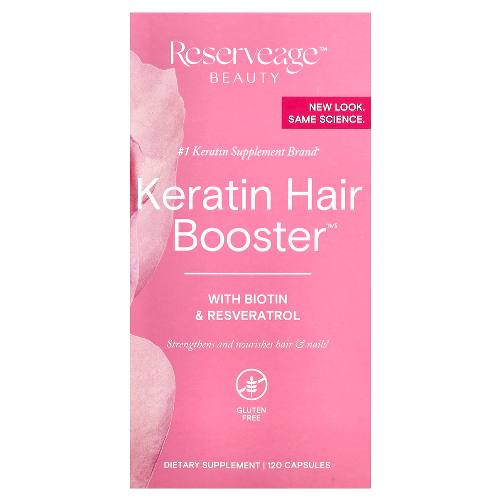 Reserveage Beauty, Кератиновый усилитель для волос с биотином и ресвератролом, 120 капсул