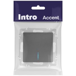 Выключатель Intro Accent 6-102-07 с подсветкой, 10А-250В, IP20, СУ, AL/CU, графит | Intro