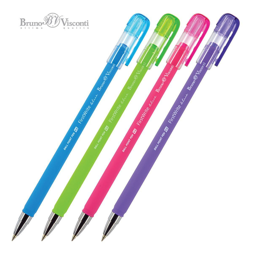 Ручка шариковая 0.5 мм, синяя "FirstWrite. Special", 4 цв. корпуса (Bruno Visconti)