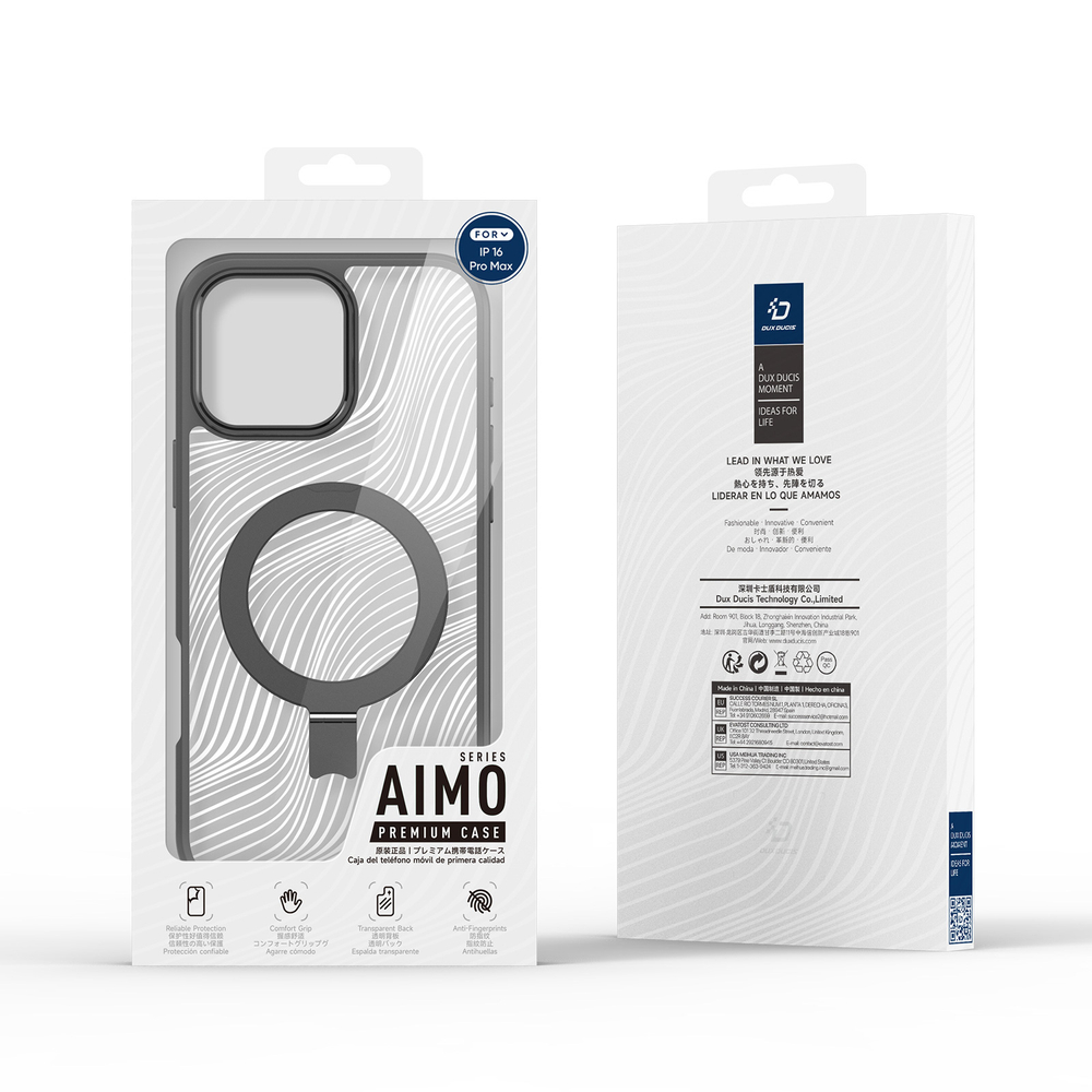 Чехол с поддержкой MagSafe от Dux Ducis для iPhone 16 Pro Max, серия Aimo Mag (версия с магнитной откидной подставкой)