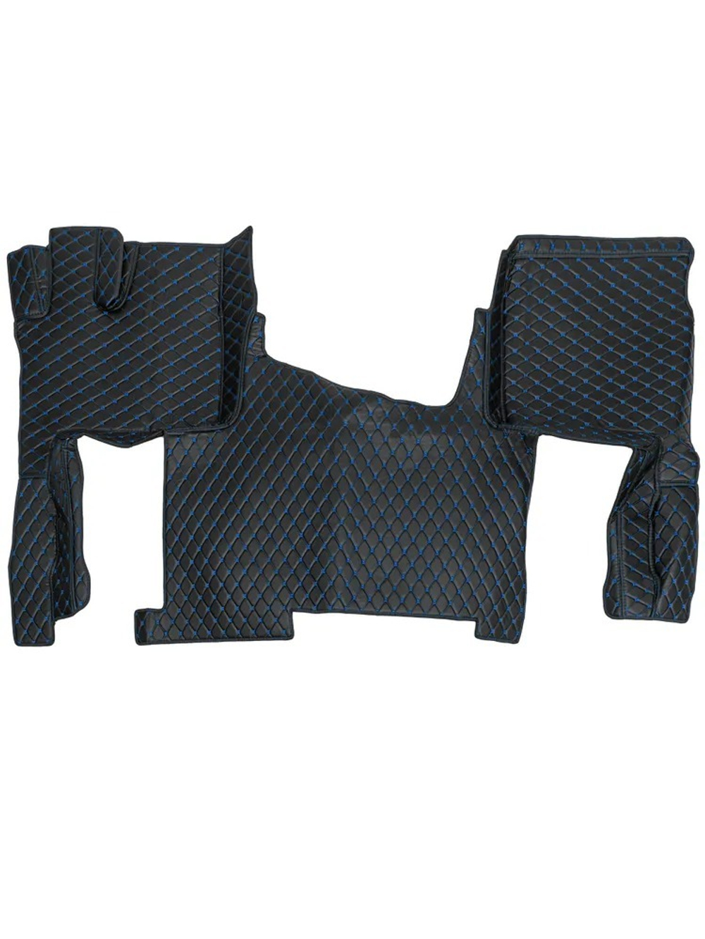 Ковры 3D FAW J7 (экокожа, черный, синяя строчка)
