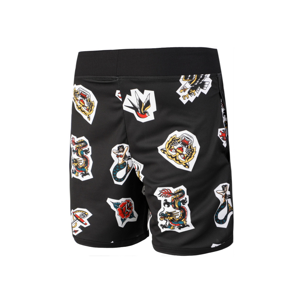 Мужские теннисные шорты Hydrogen Tech Tattoo Shorts Men - Black, Multicoloured