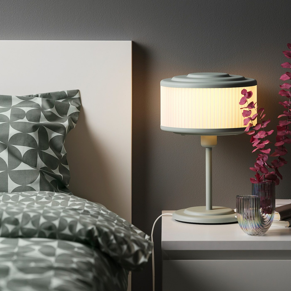 IKEA REMTÅNG  (ИКЕА РЕМТÅНГ)  -  Настольная лампа, серо-зеленая, 37 см