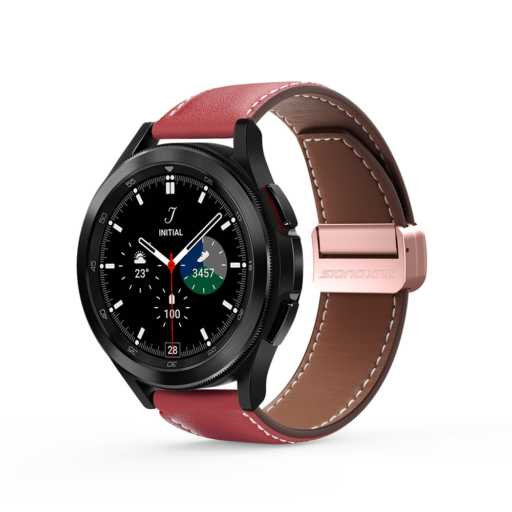 Ремешок из натуральной кожи красного цвета для смарт часов Samsung Galaxy Watch 45 и 46мм (размер крепления 22мм), серия YA Series от Dux Ducis