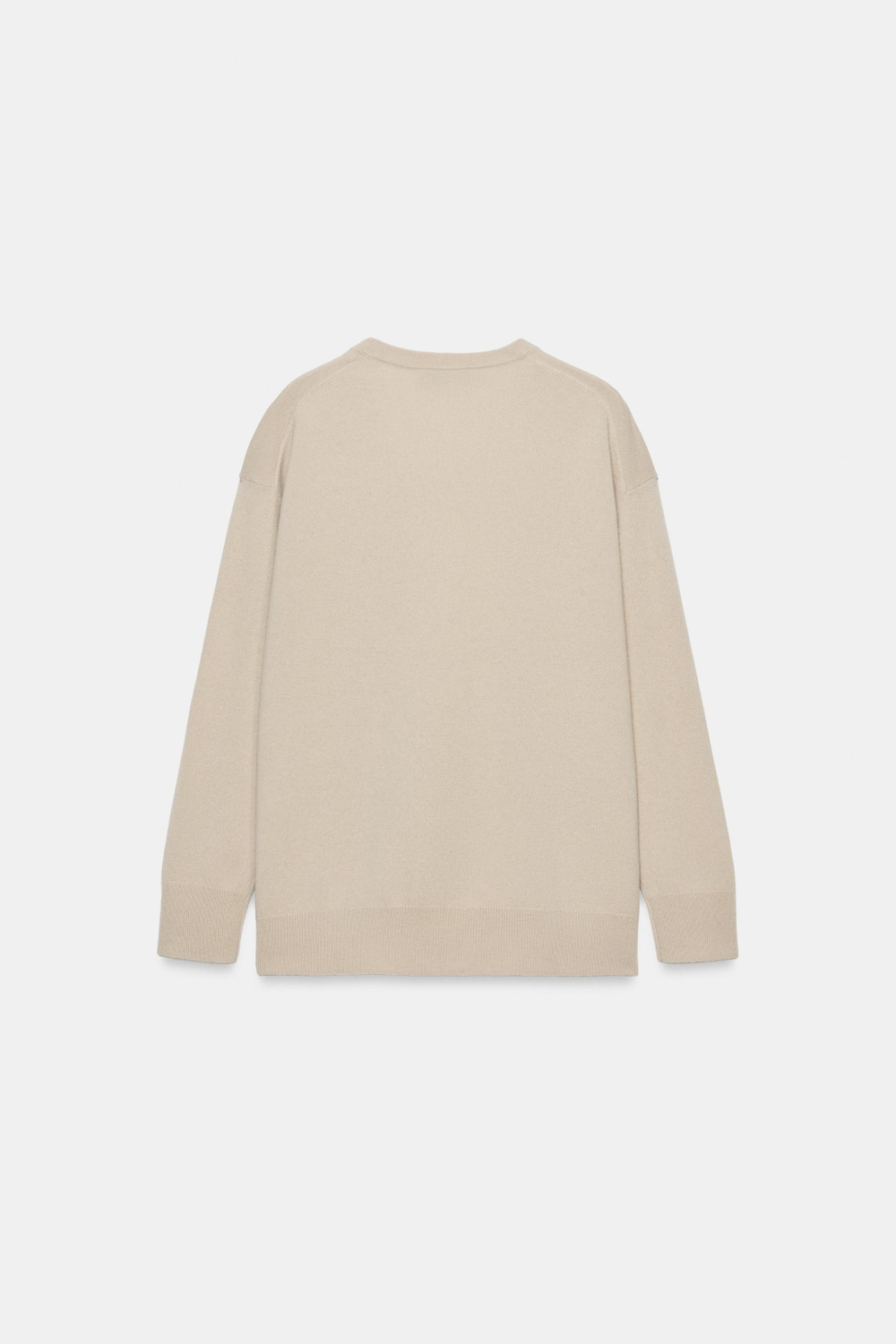 ZARA ШЕРСТЯНОЙ СВИТЕР ОВЕРСАЙЗ С V-ОБРАЗНЫМ ВЫРЕЗОМ, ЖЕМЧУЖНО-СЕРЫЙ