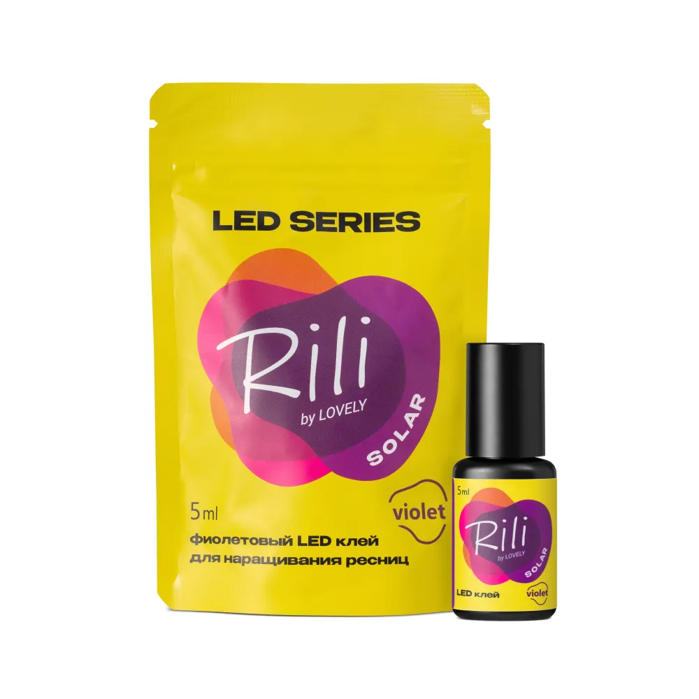 Клей фиолетовый для LED наращивания Rili Solar Violet, 5 мл