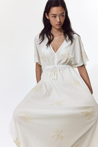 Платье с вышивкой и стяжкой - H&M