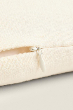 ZARA HOME ЧЕХОЛ НА ПОДУШКУ С КОНТРАСТНОЙ ОКАНТОВКОЙ, ЖЕЛТОВАТО-БЕЛЫЙ