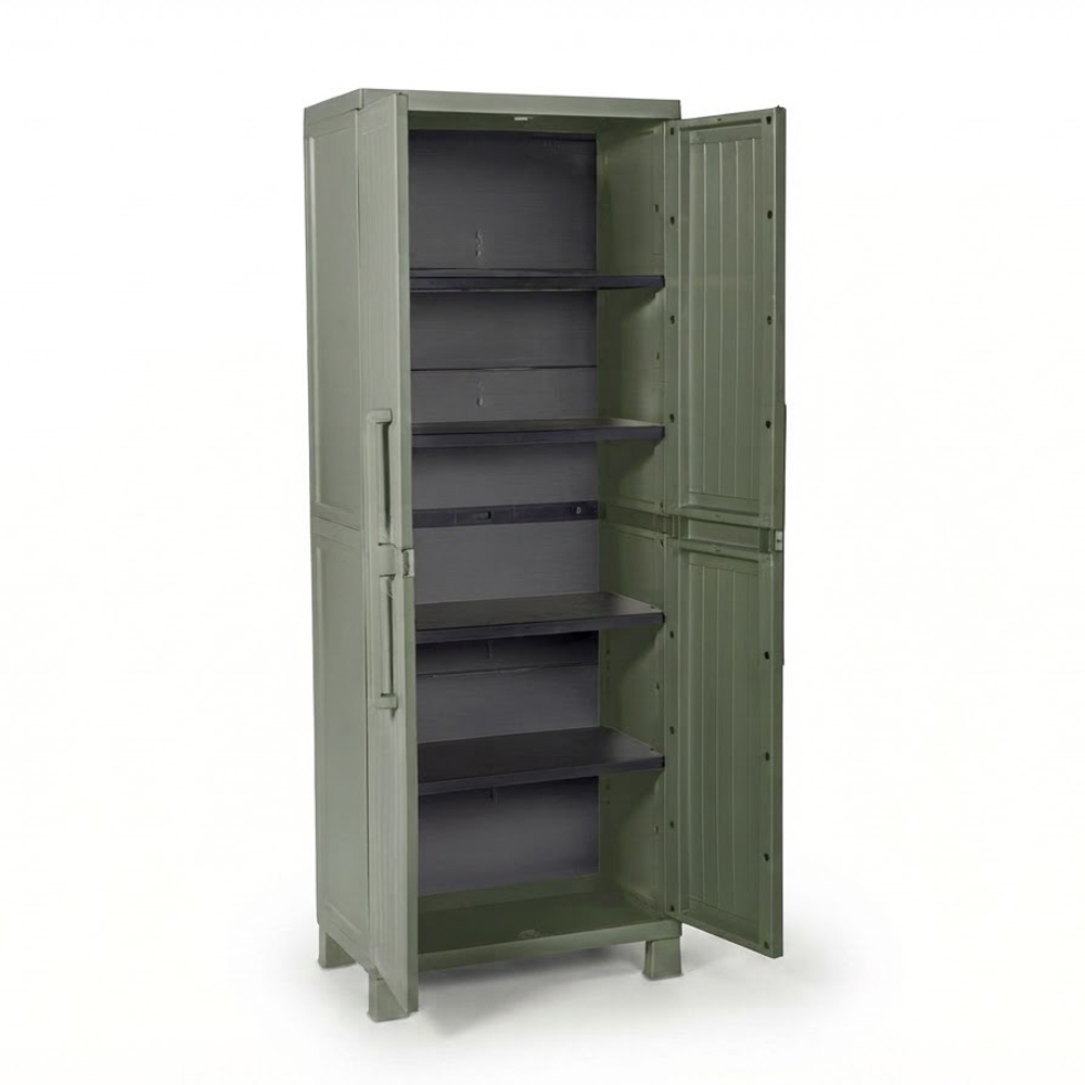 Уличный пластиковый шкаф Toomax Wood Cabinet Shelves olive