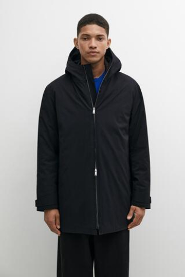 Massimo Dutti Длинная стеганая парка с капюшоном, темно-синий