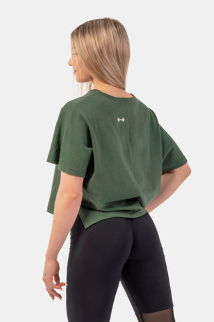 Футболка ORGANIC COTTON LOOSE FIT “THE MINIMALIST” CROP TOP 417 Зеленая