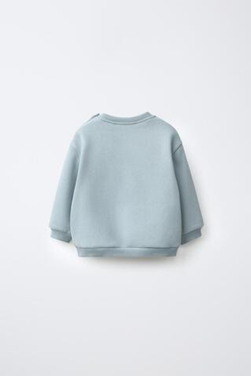 ZARA ТОЛСТОВКА С ВЫШИВКОЙ «ЕЖИК», СИНЕВАТЫЙ