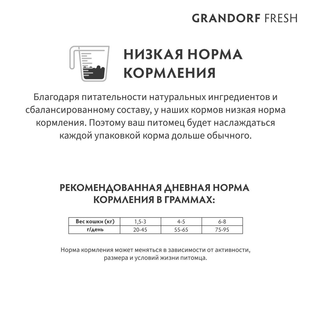 Сухой корм GRANDORF Fresh Cat ADULT Lamb&Sweet Potato для кошек из свежего мяса ягненка с бататом