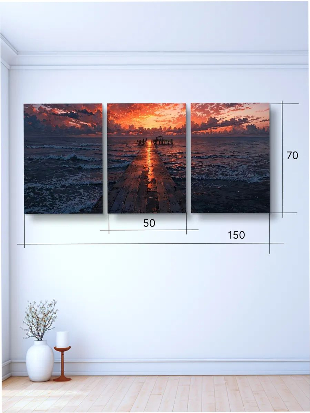Картина Зеркальный мегаполис модульная 50x70см 3шт.