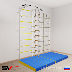 Шведская стенка Sv Sport 51140 (Турник стандарт/Лестница/Мат 2м/Канатный лаз)