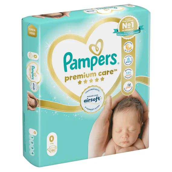Подгузники Pampers Premium Care 0 (1,5-2,5 кг) 66 шт.
