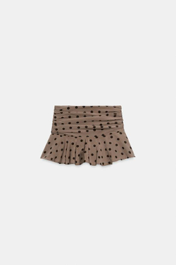 ZARA СТРУЯЩАЯСЯ ЮБКА-ШОРТЫ С ВОЛАНОМ, ЧЕРНЫЙ/КОРИЧНЕВЫЙ