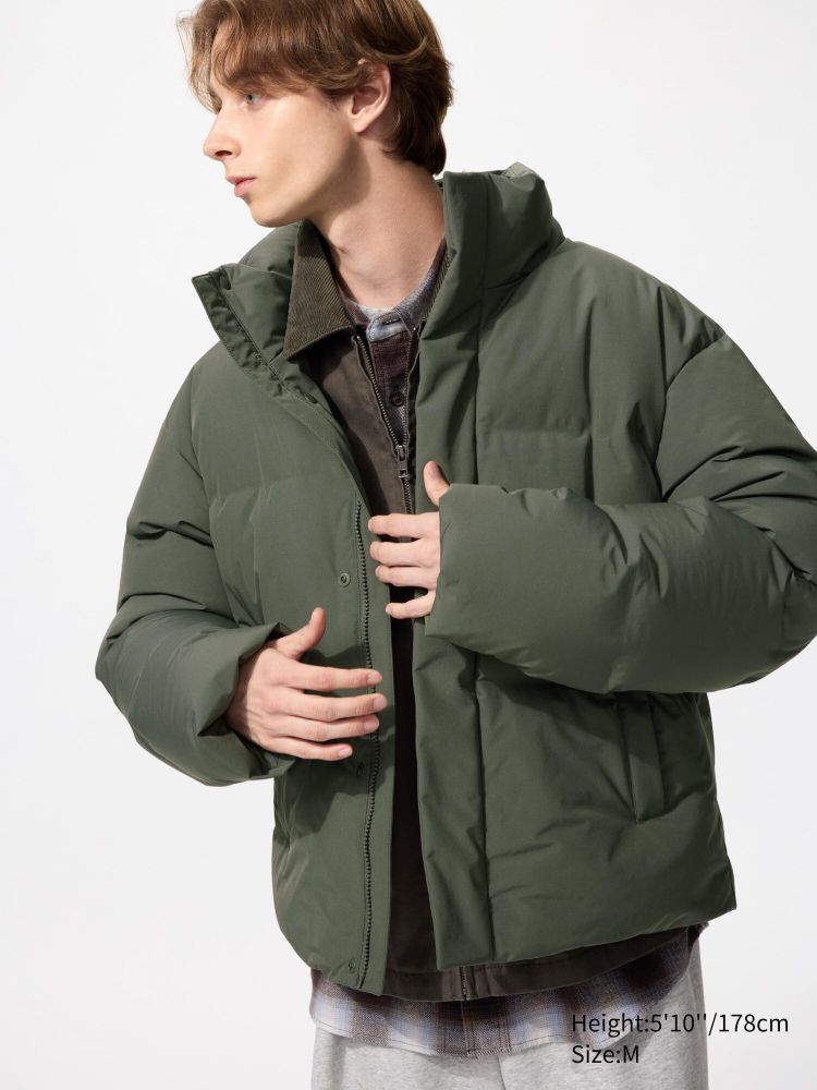 UNIQLO Бесшовный пуховик, оливковый