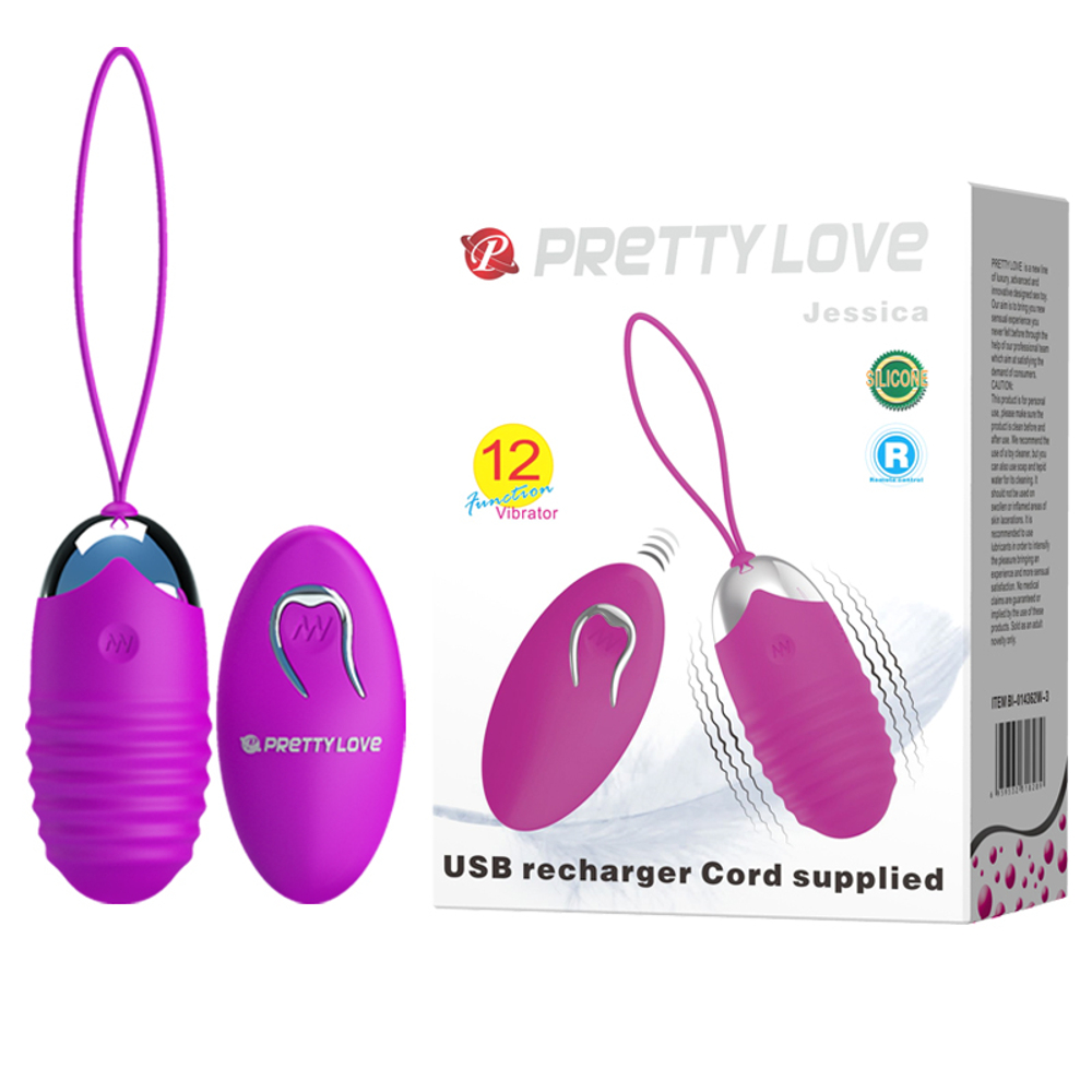 BI-014362W-3 / Виброяичко ребристое с пультом ДУ PrettyLove Jessica