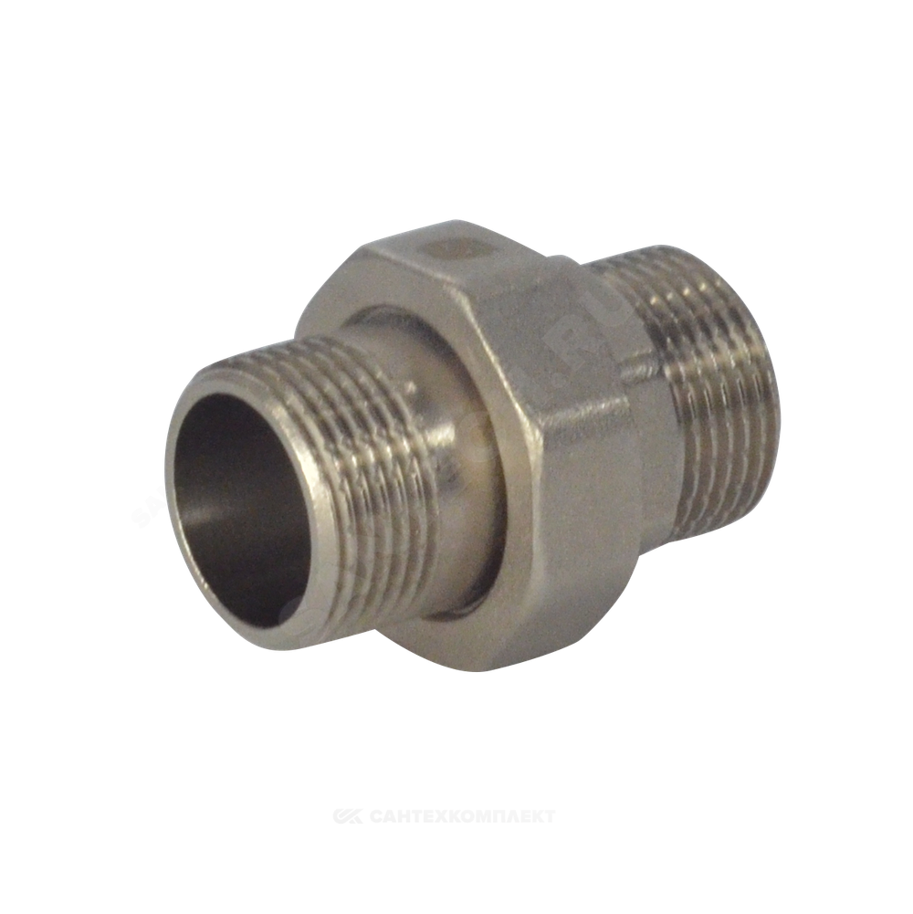 Соединитель латунь никель американка Ду 20 (3/4") прямой НР/НР SantechSystems