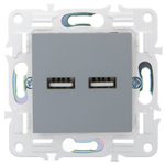 SKANDY Розетка USB A+A 3,1А SK-R15Gr серый IEK