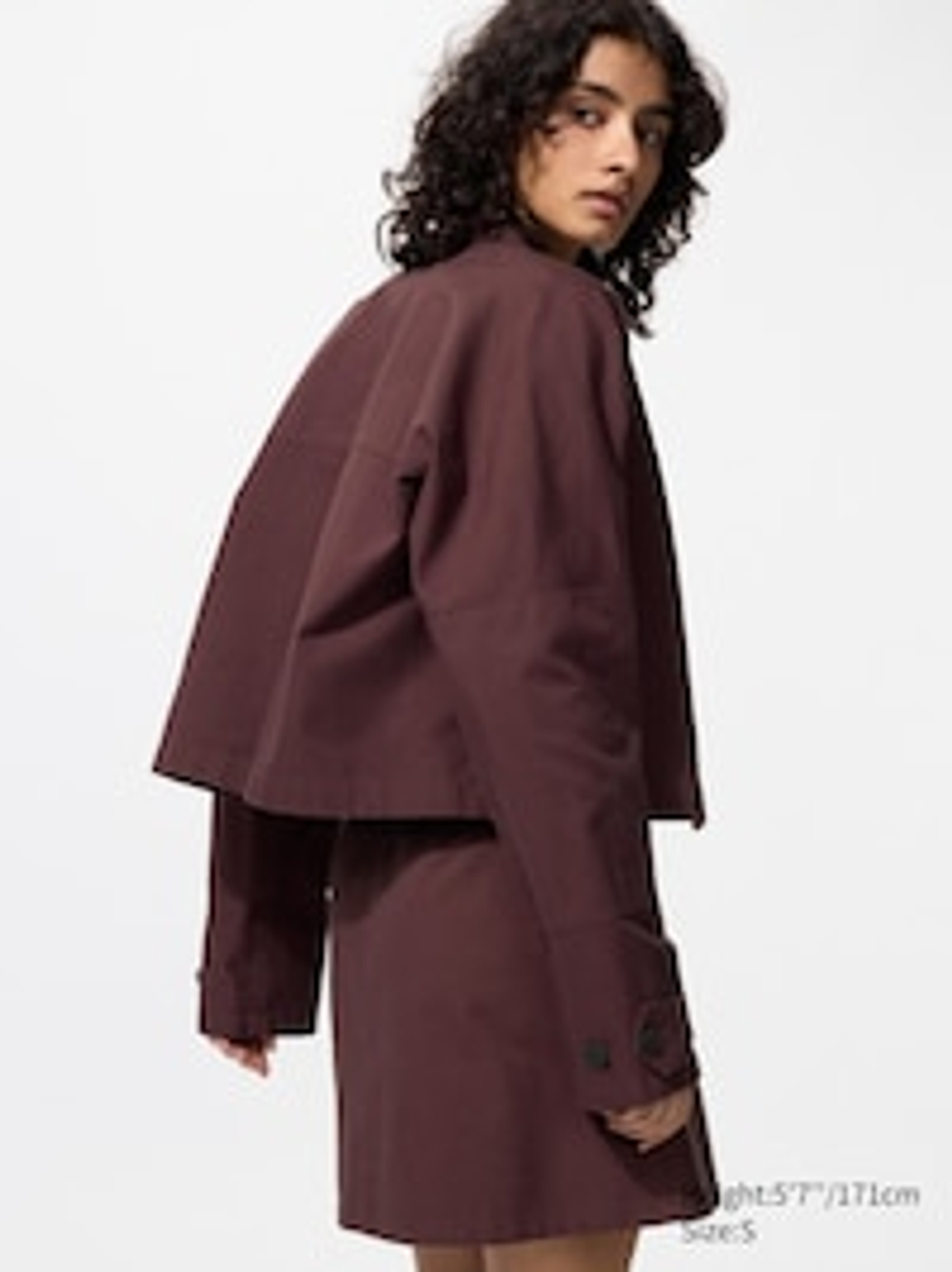 UNIQLO Короткая хлопковая куртка, темно-коричневый