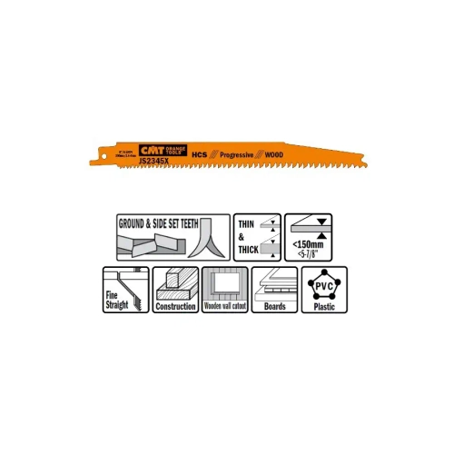 Пилки сабельные 5 штук для дерева 200x2,4-4x6-10TPI CMT JS2345X-5