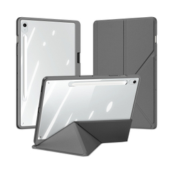 Чехол книжка серого цвета от Dux Ducis для Samsung Galaxy Tab S10 FE+, серия Magi Series Case, с держателем Pencil и функцией автоматического перехода в спящий режим