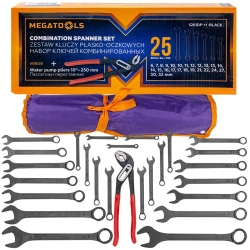 Набор ключей комбинированных и рожковых 25пр. MEGATOOLS MT-5261DP+1 BLACK