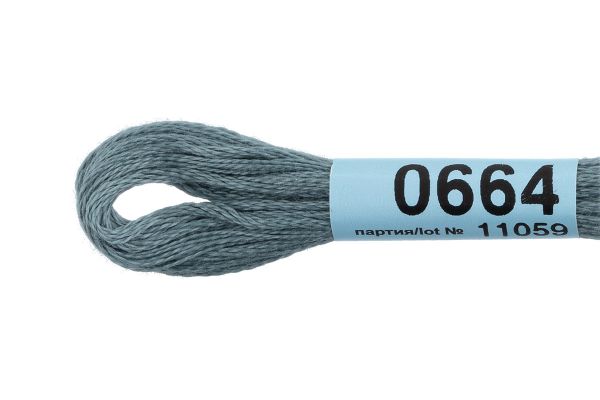 Мулине Gamma 100% хлопок, цв.0664 серый, 24 мотка по 8 метров