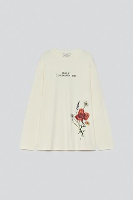 ZARA X BAISI GUADAGNINO ФУТБОЛКА С КОНТРАСТНЫМ ПРИНТОМ, БЕЛЫЙ
