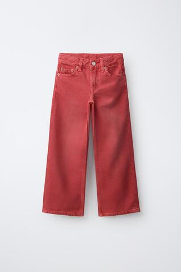 ZARA ДЖИНСЫ WIDE LEG, КРАСНЫЙ