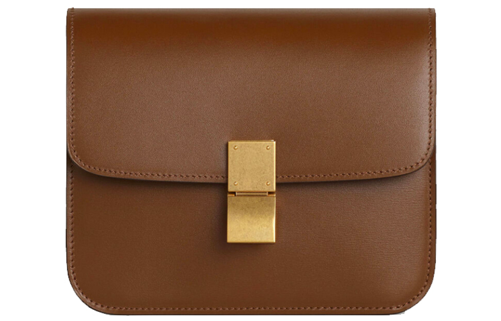 CELINE Classic Bo Polished Cow Leather Shoulder Bag, Crossbody Bag Women"s Camel