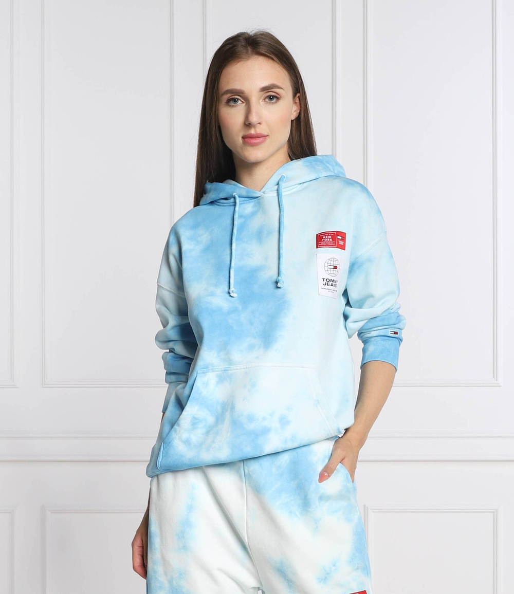 Худи tjw ovrszd tie dye hoodie Tommy Jeans - голубой(DW0DW12646)