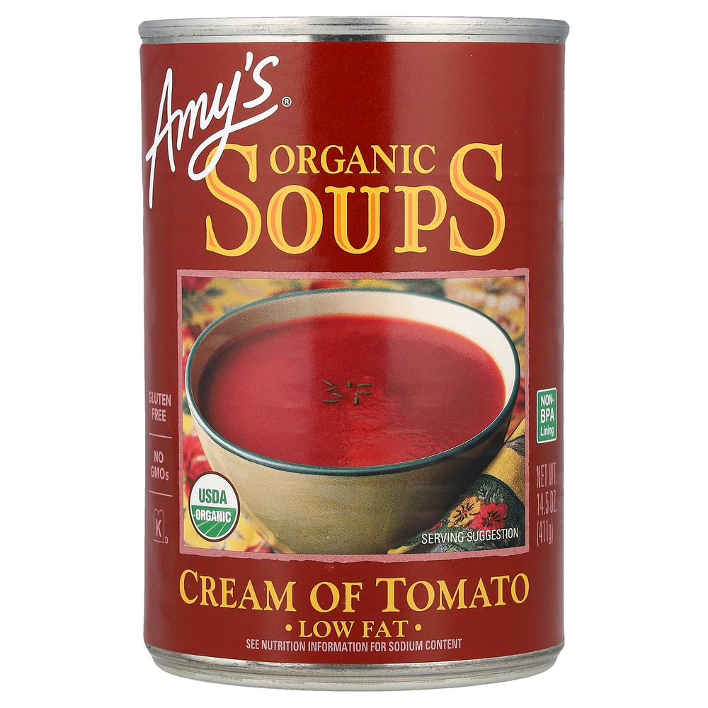 Amy's, органические супы, томатный крем-суп, с низким содержанием жира, 411 г (14,5 унции)