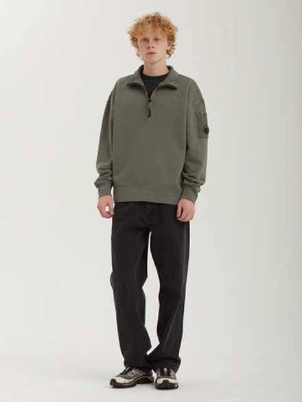Мужская Толстовка (Half-zip) Brushed And Emerized Diagonal Fleece Mixed Boxy