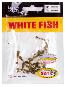 Слаги съедобные Lucky John White Fish 0.8" (2 см), цвет PA03, 20 шт