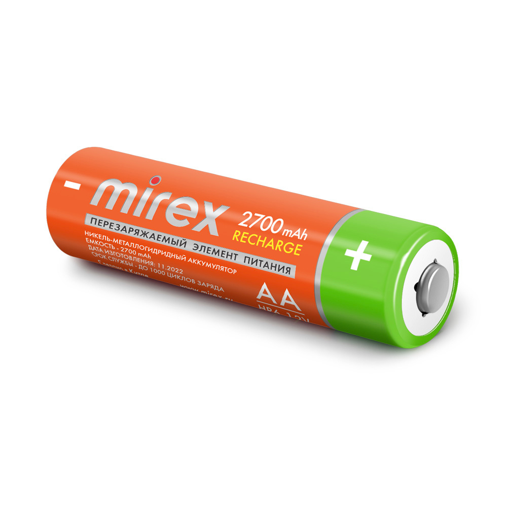 Аккумулятор AA (HR6) 2700 мАч Mirex Ni-Mh (Цена за упаковку 2 штуки)