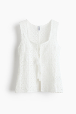 Ажурный трикотажный топ со шнурками - H&M