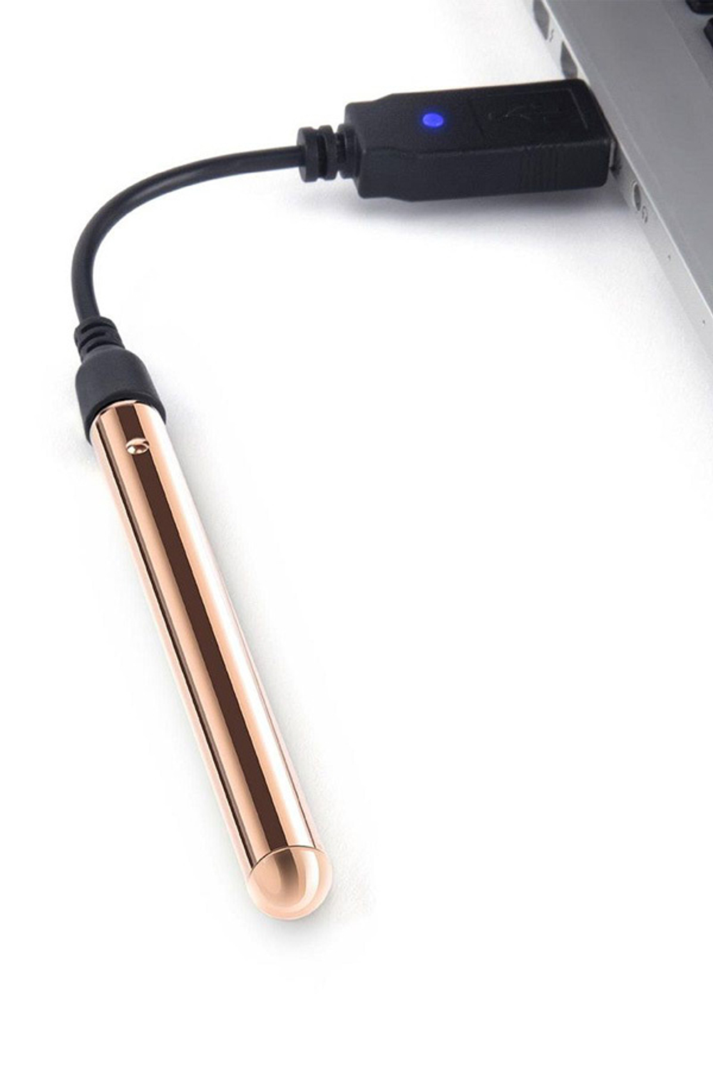 Золотистый вибростимулятор-кулон 9,4см на цепочке Le Wand Necklace Rechargeable Vibrator LW-047RG