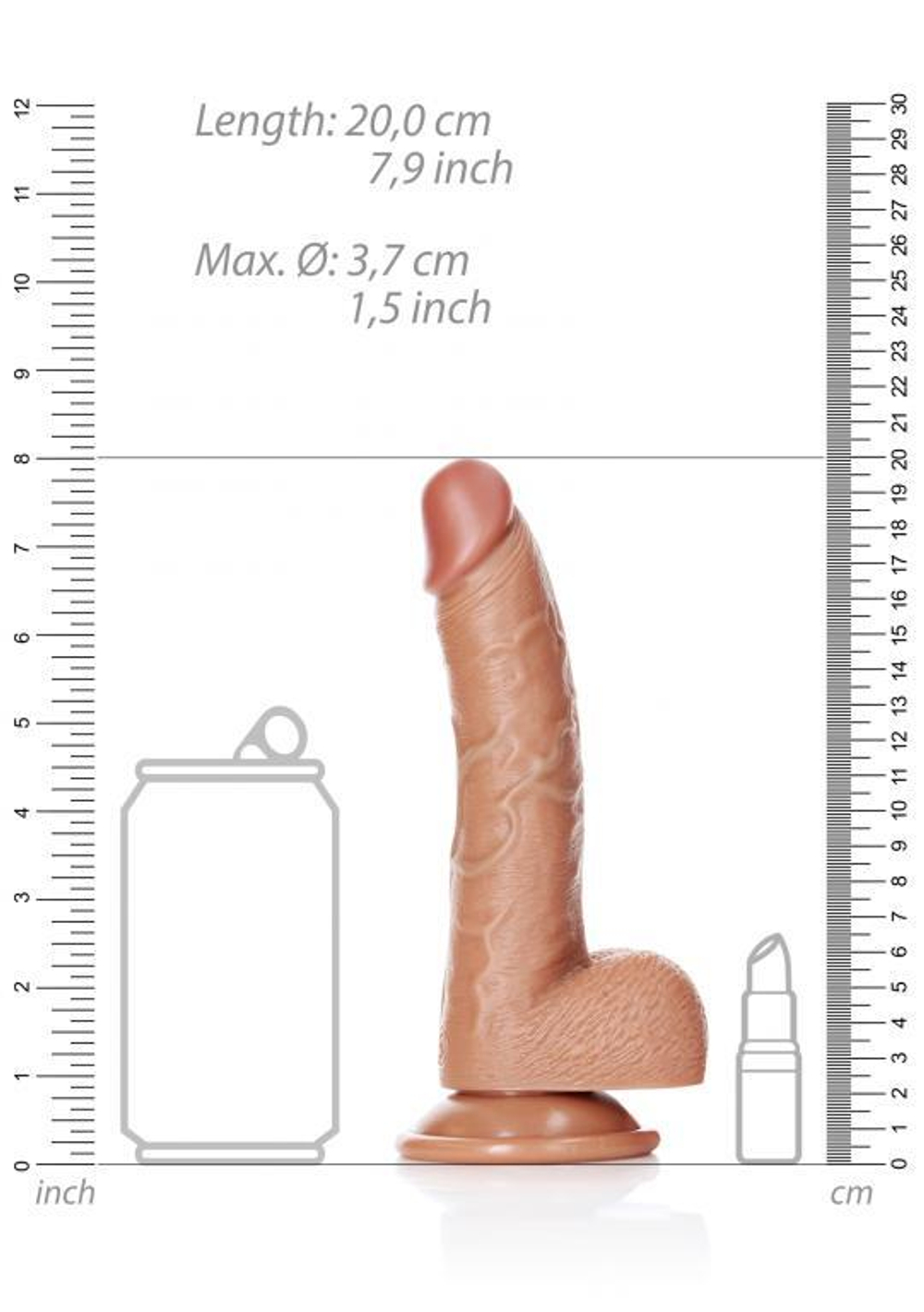 Фалоимитатор Curved Realistic Dildo Balls Suction Cup - 7''/ 18 cm