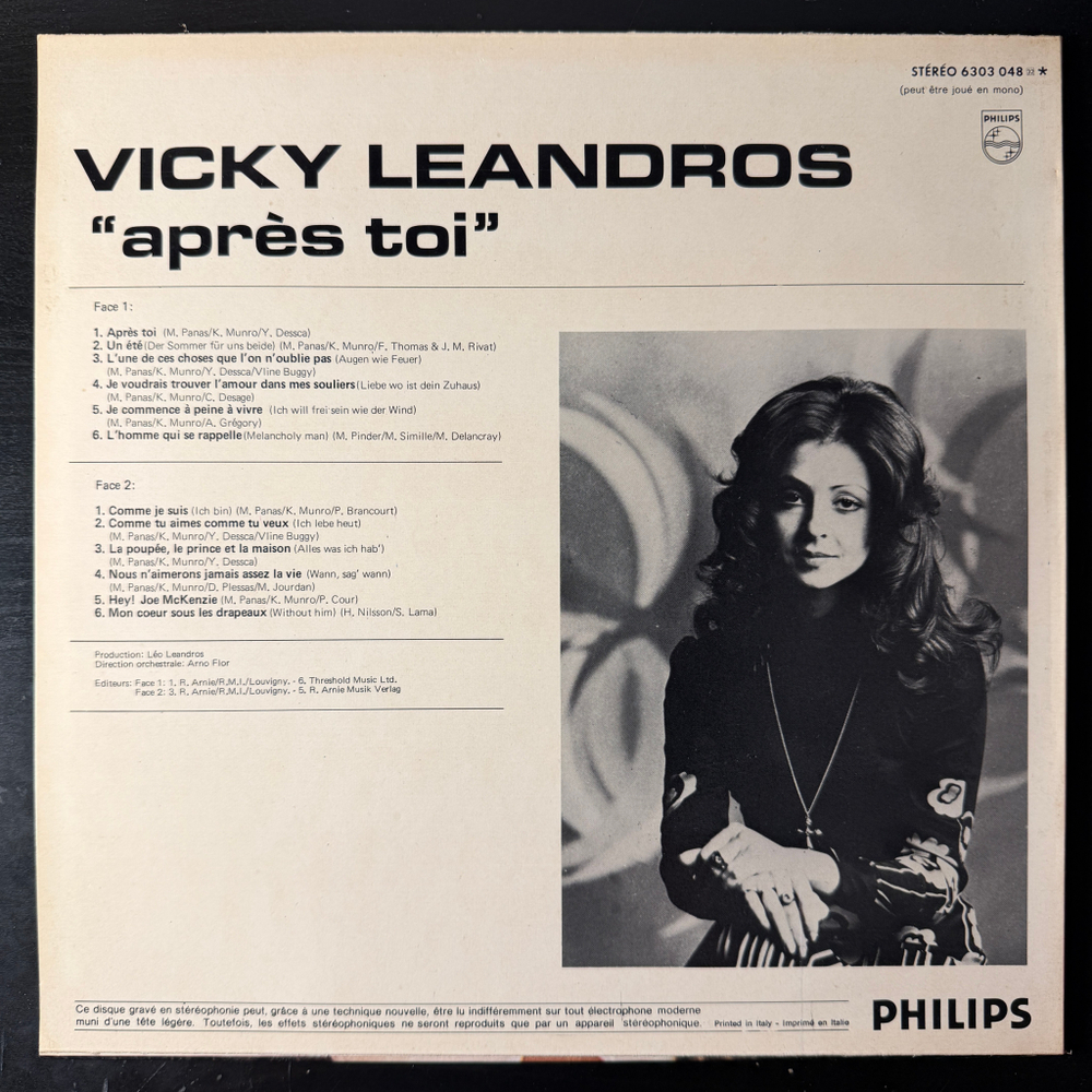 Vicky Leandros ‎– Après Toi (Италия 1972г.) Т